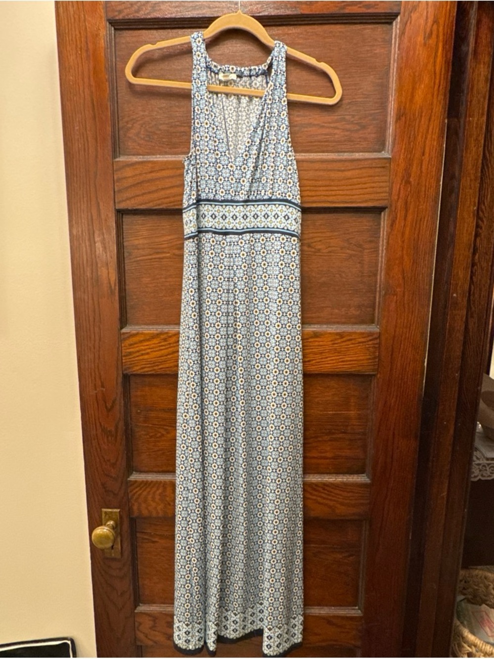 Max Studio Blue Patterned Halter Maxi Dress